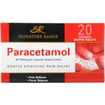 signature range paracetamol 500mg capsule shaped tablets 20pk