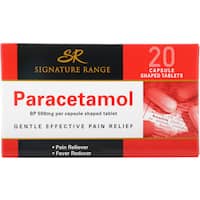 signature range paracetamol 500mg capsule shaped tablets 20pk