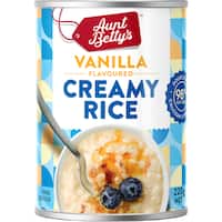 aunt bettys rice 2 go creamed rice vanilla creamy rice 220g