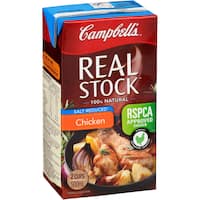 campbells real stock chicken stock liquid reduced salt 500mL
