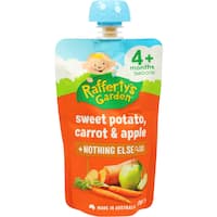 raffertys baby food sweet potato carrot apple 4m+ 120g