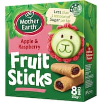 mother earth fruit sticks fruit filled bar apple & raspberry 152g 8pk