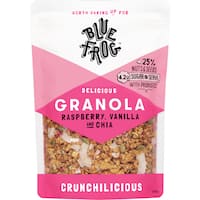 blue frog delicious granola raspberry & vanilla 350g