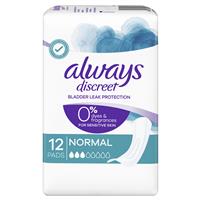 always discreet pure 0% normal pads 12 pack