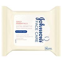 johnson's face care daily essentials facial cleansing wipes extra sensitive 25 pack