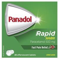 panadol rapid soluble paracetamol pain relief tablets 500mg 20