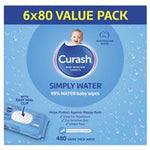 curash babycare simply water wipes 6 x 80