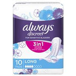 always discreet pad level 4 long 10 pack for bladder leaks