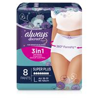 always discreet night underwear large pants 8 pack