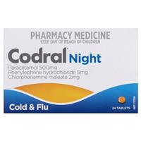 codral nightime cold & flu 24 tablets