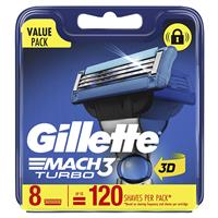 gillette mach 3 turbo 3d cartridges 8 pack