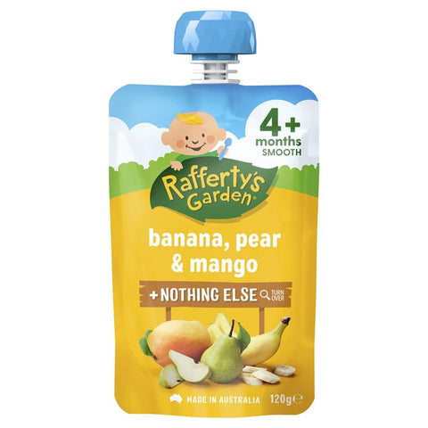 raffertys garden 4 months banana pear & mango 120g