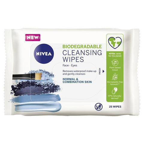 nivea normal combination skin biodegradable cleansing wipes 25