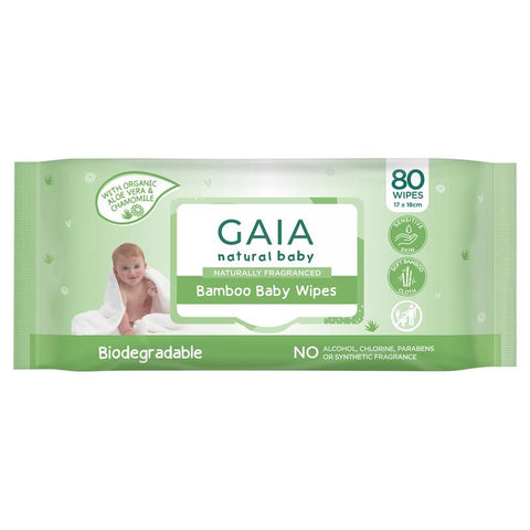 gaia natural baby bamboo wipes 80