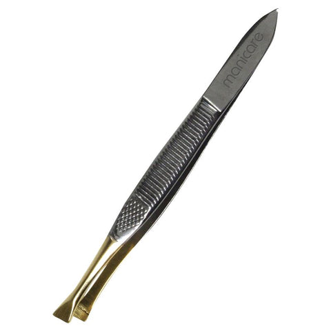 manicare slant tweezers gold tipped 36500
