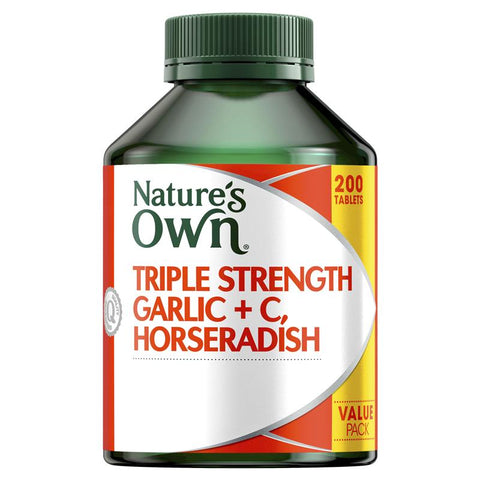 Nature's Own Triple Strength Garlic + C, Horseradish 200 Tablets