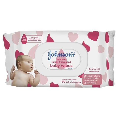 johnsons baby lightly fragranced wipes 80 pack
