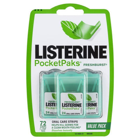 Listerine Pocketpaks Oral Care Strips Freshburst Value Pack 72