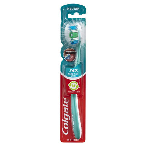 colgate 360° whole mouth clean medium bristles  manual toothbrush 1 pack