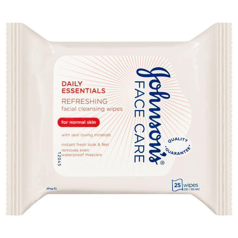 johnson & johnson daily essentials refreshing facial cleansing wipes for normal skin 25 pack