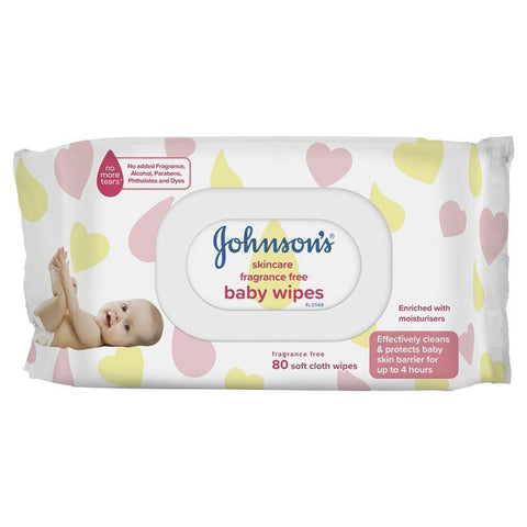 johnsons baby fragrance free wipes 80 pack