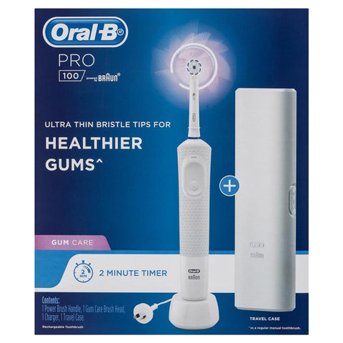 oral b power toothbrush pro 100 gum care white