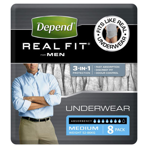 depend real fit underwear male medium 8