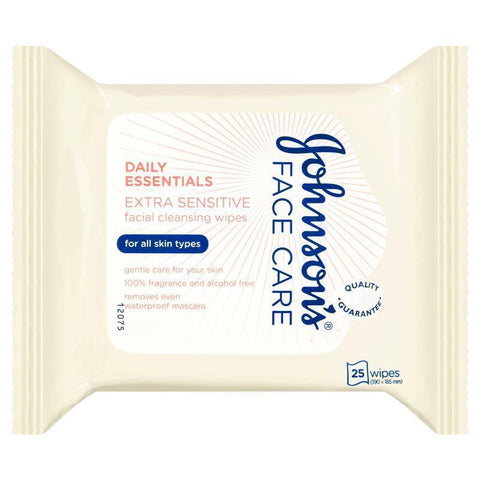 johnson's face care daily essentials facial cleansing wipes extra sensitive 25 pack
