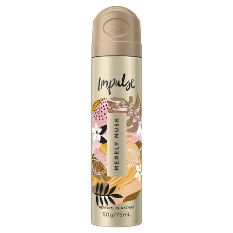 impulse women body spray aerosol deodorant merely musk 75ml