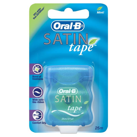 oral-b satin tape dental floss mint 25m