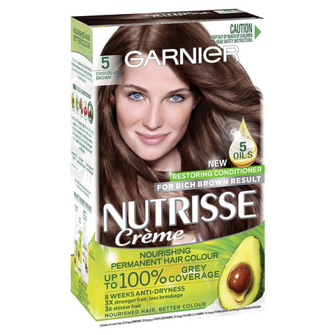 garnier nutrisse permanent hair colour - 5 chocolate brown (enriched with 4 natural oils)