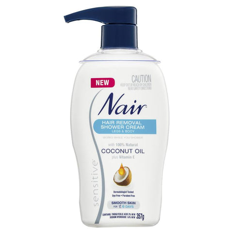 nair sensitive hair removal shower cream with coconut oil 357g