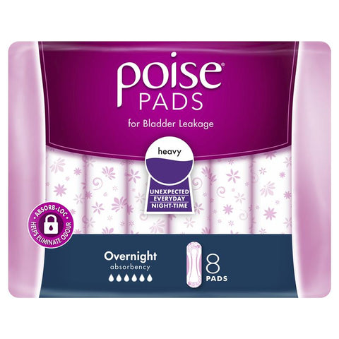 poise pads overnight 8 pack