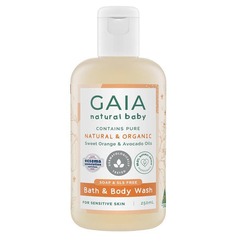 gaia natural baby bath & body wash 250ml