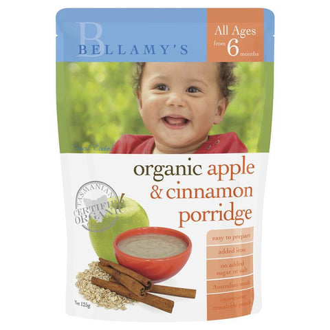 bellamy's organic apple cinnamon porridge 125g