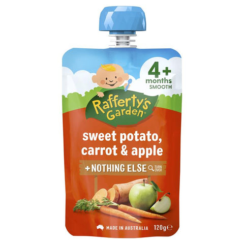 raffertys garden 4 months sweet potato carrot & apple 120g