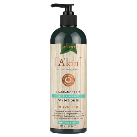 akin mild & gentle fragrance free conditioner 500ml
