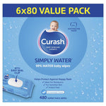 curash baby water wipes 6 x 80 pack