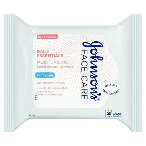 johnson's face care daily essentials moisturising dry skin cleansing wipes 25 pack