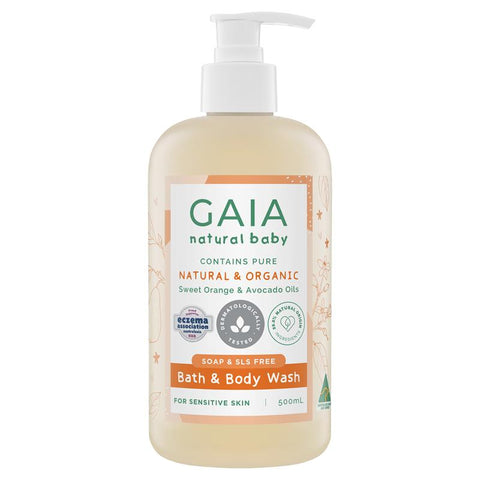 gaia natural baby bath & body wash 500ml pump