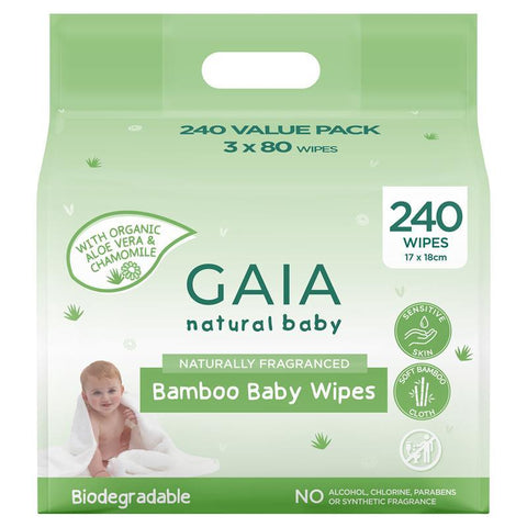 gaia natural baby bamboo wipes 240