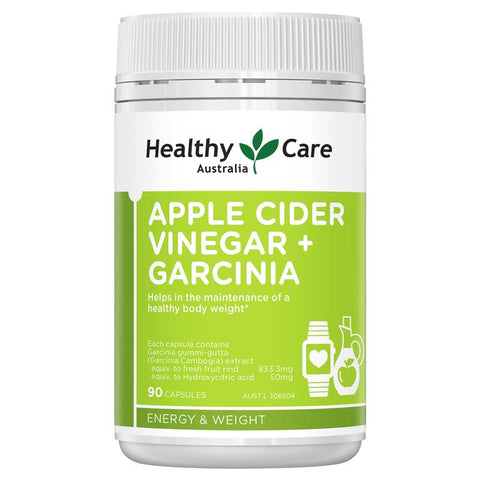 healthy care apple cider vinegar + garcinia 90 capsules