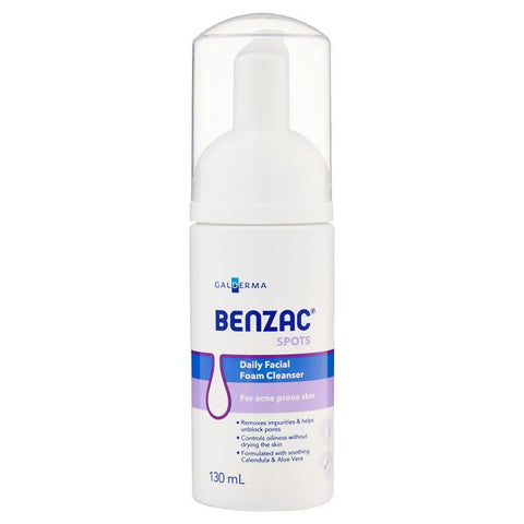 benzac daily facial foam cleanser 130ml