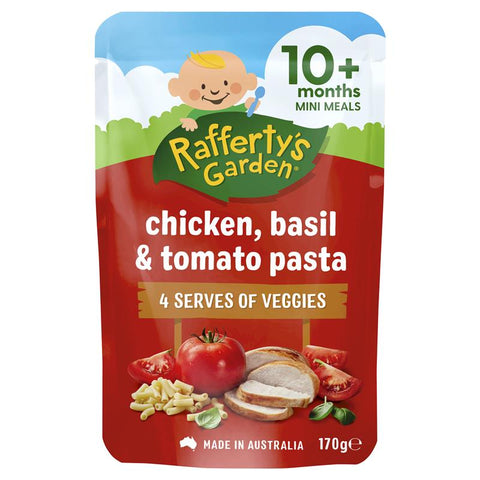 raffertys garden 10+ months chicken basil & tomato pasta 170g