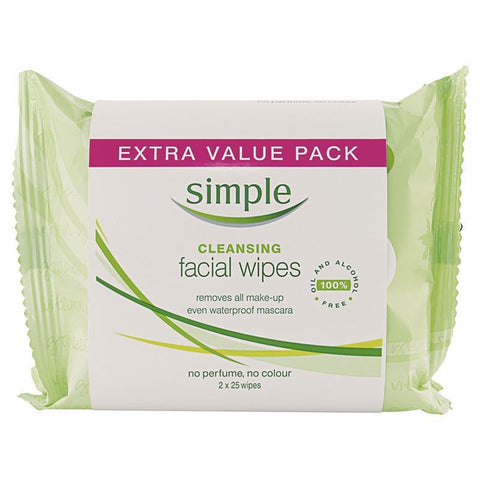 simple kind to skin facial wipes cleansing twin pack 50 wipes