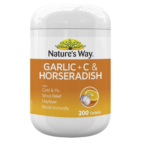 nature's way garlic + c & horseradish 200 tablets
