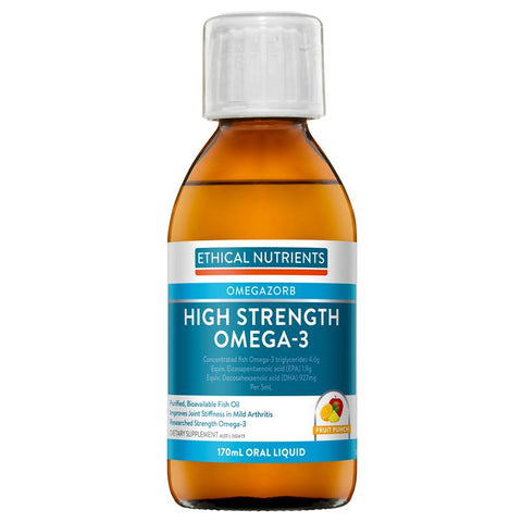 ethical nutrients high strength omega 3 liquid fruit punch 170ml