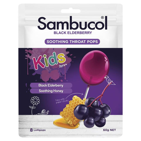 sambucol kids soothing throat pops 8 pack