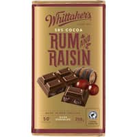 whittakers chocolate block rum & raisin 250g