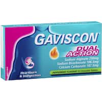 gaviscon dual action heartburn & indigestion relief peppermint 16pk